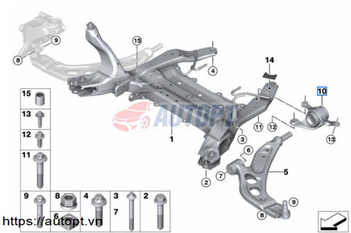 CAO SU THANH GIẰNG KHUNG GẦM TRÁI BMW SERIES 2 2014-2020