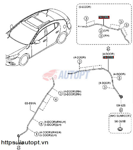 ỐNG THOÁT NƯỚC CỬA SỔ TRỜI MAZDA 3