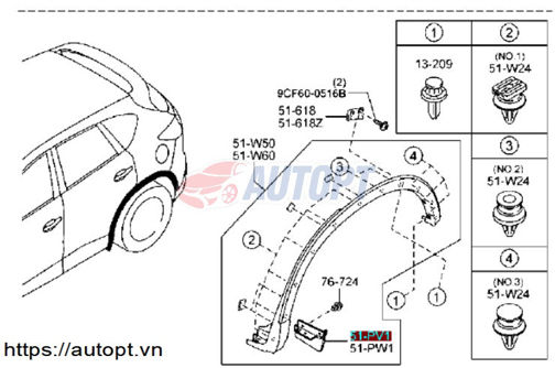 ỐP CHÂN VÀNH NHƯA BÁNH SAU PHẢI MAZDA CX5