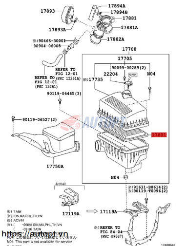 LỌC GIÓ ĐỘNG CƠ CAMRY VENZA