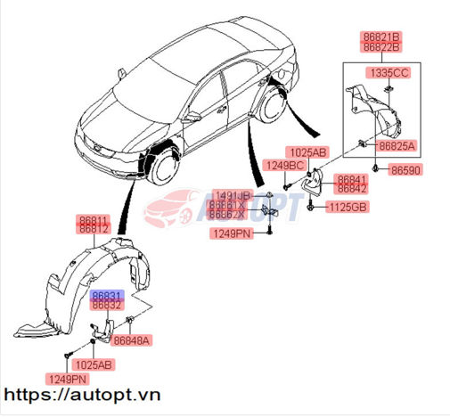 CHẮN BÙN DƯỚI TRƯỚC TRÁI KIA CERATO 2008-2013