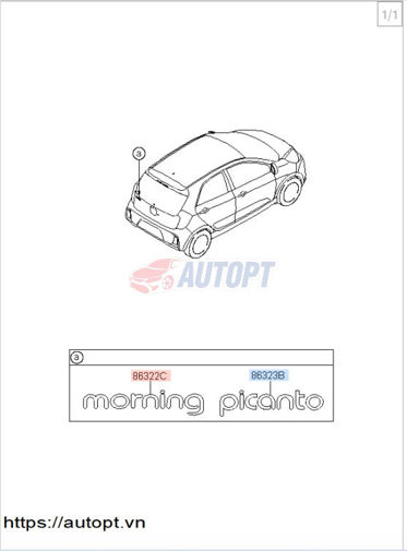 LÔ GÔ CHỮ 'PICANTO' KIA PICANTO 2011-2017