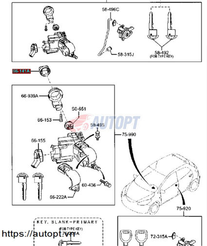 Auto Pt. Núm Xoay Chìa Khóa Xe Mazda Mazda 2 Chính Hãng Giá Rẻ, Mã Phụ Tùng  Nf5166141A02 (Nf51-66-141A0) Được Autopt Phân Phối Toàn Quốc.