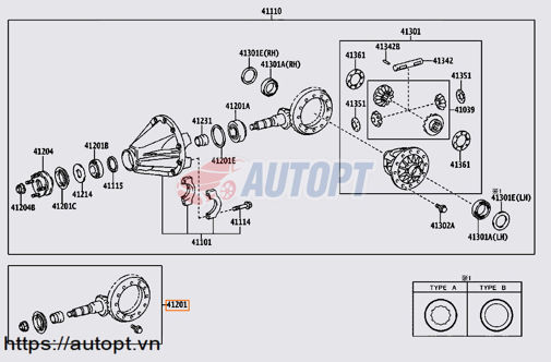 CỤM BÁNH RĂNG VÀNH CHẬU QUẢ DỨA CẦU SAU XE 1 CẦU FORTUNER 2016-2020